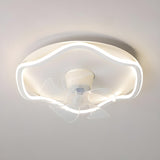 Simple White Streamlined Round Ceiling Fan with Light Image - 8