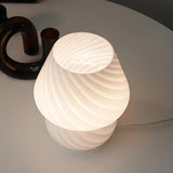 Simple White Striped Glass Atmosphere Table Lamp Image - 12