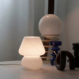 Simple White Striped Glass Atmosphere Table Lamp Image - 13