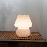 Simple White Striped Glass Atmosphere Table Lamp Image - 14