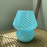 Simple White Striped Glass Atmosphere Table Lamp Image - 3