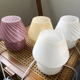 Simple White Striped Glass Atmosphere Table Lamp Image - 4