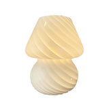 Simple White Striped Glass Atmosphere Table Lamp Image - 5