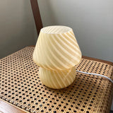 Simple White Striped Glass Atmosphere Table Lamp Image - 6