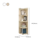 Simple White Wood Corner Vertical Display Bookcase Image - 19