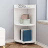 Simple White Wood Corner Vertical Display Bookcase Image - 2