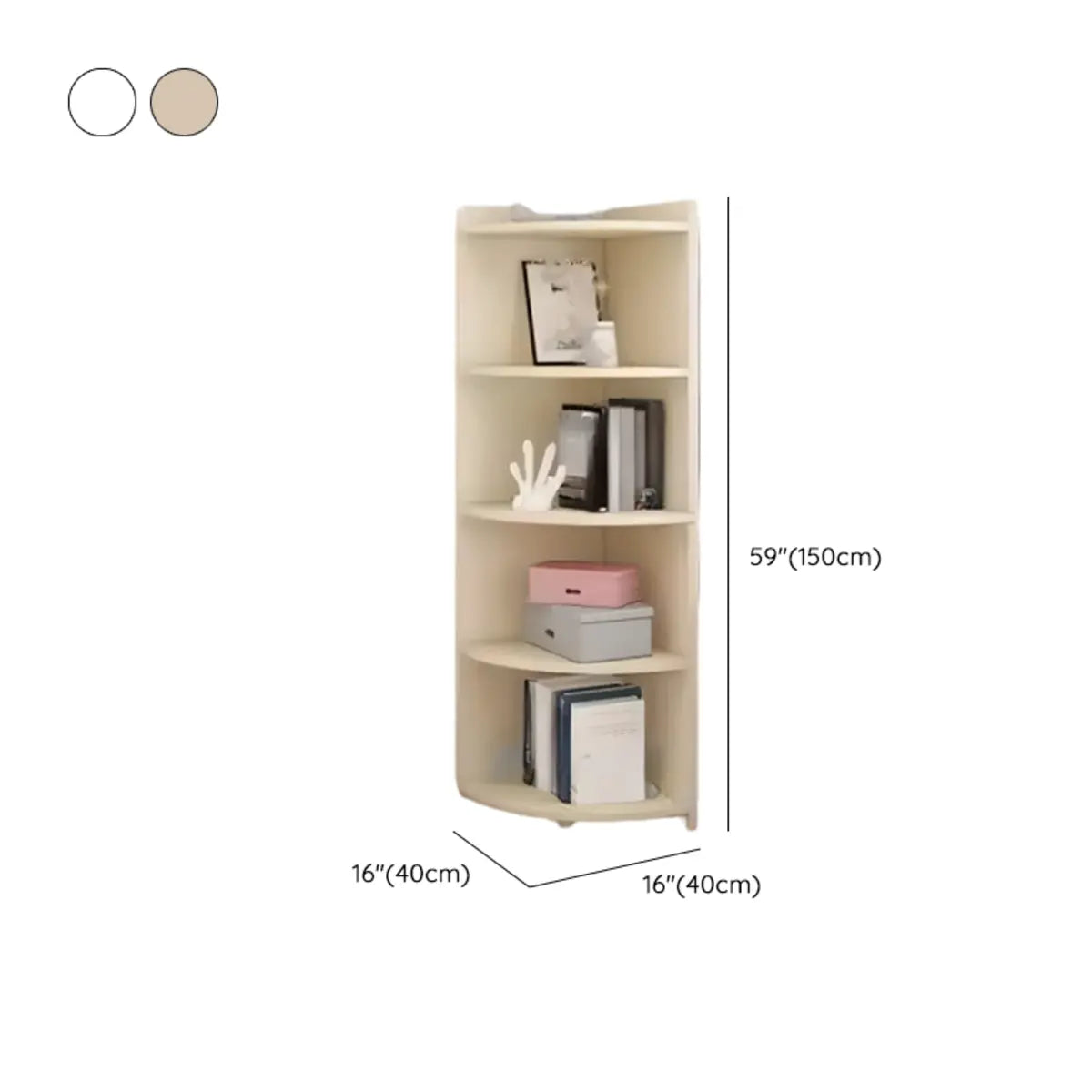 Simple White Wood Corner Vertical Display Bookcase Image - 21