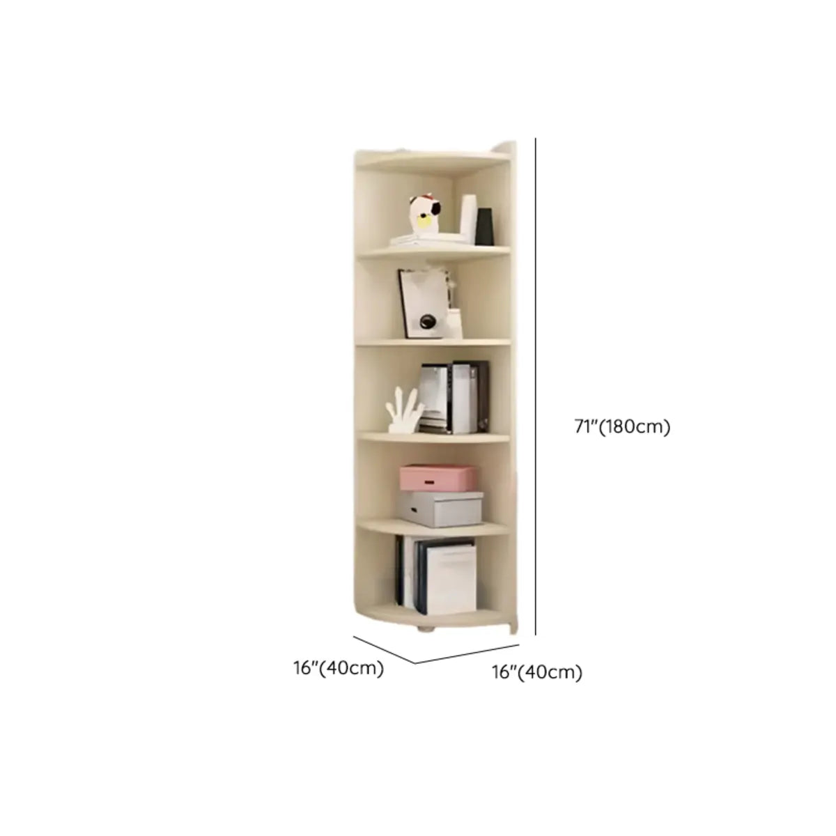 Simple White Wood Corner Vertical Display Bookcase Image - 22