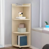 Simple White Wood Corner Vertical Display Bookcase Image - 3