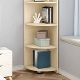 Simple White Wood Corner Vertical Display Bookcase Image - 6