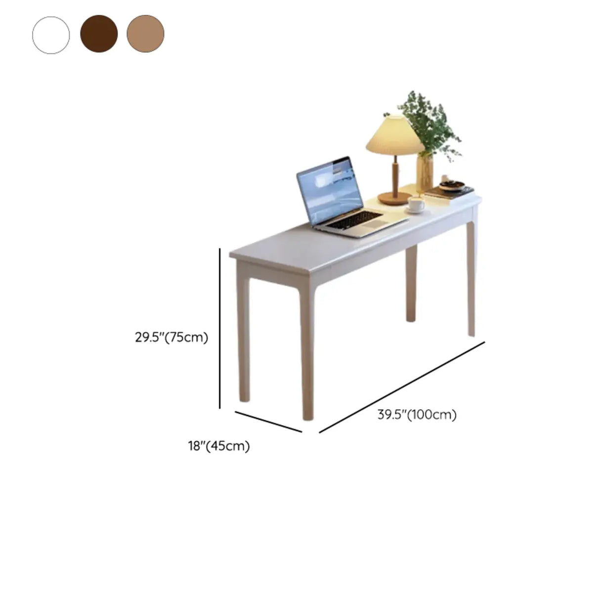 Simple White Wood Rectangular Drawers Computer Desk Image - 10