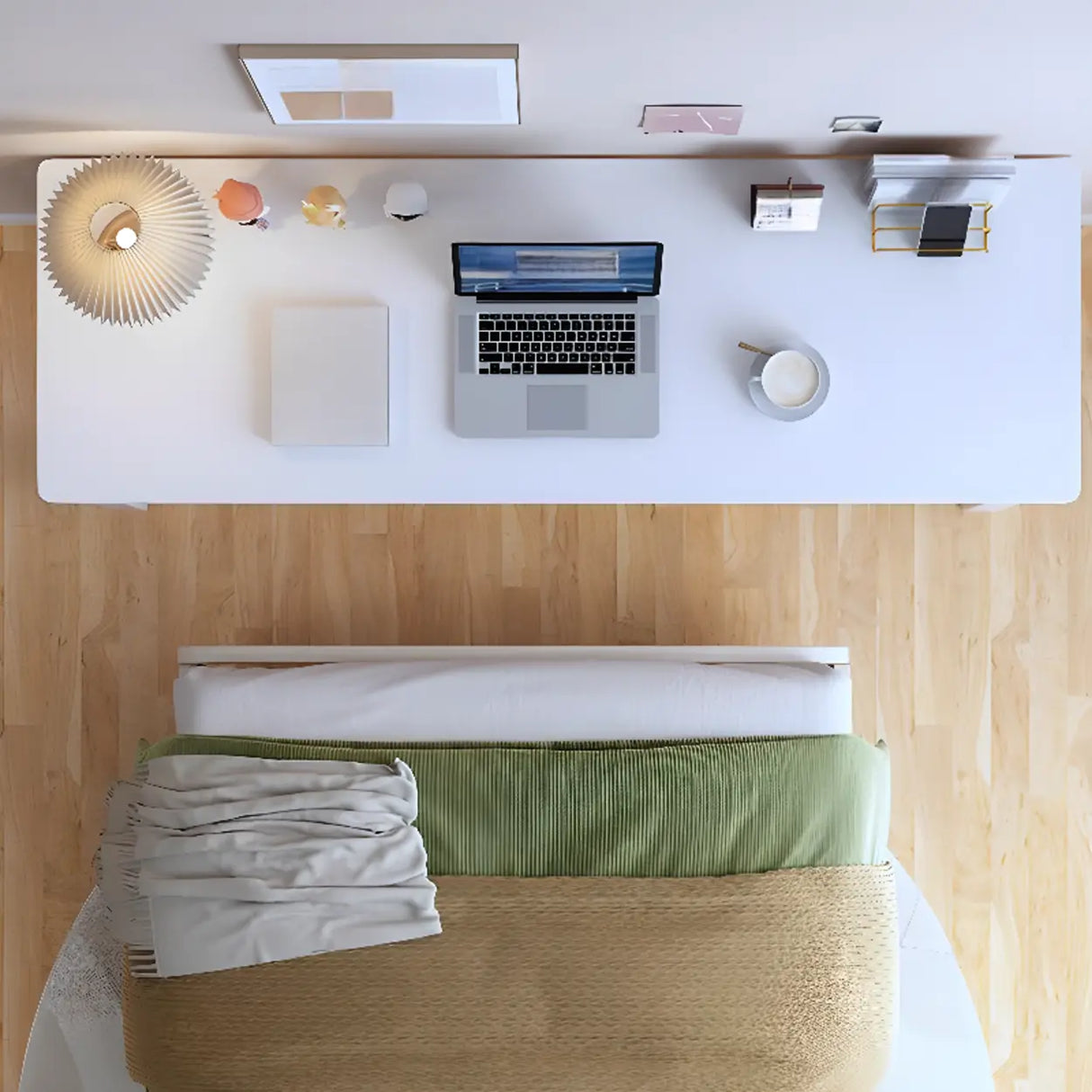 Simple White Wood Rectangular Drawers Computer Desk Image - 6