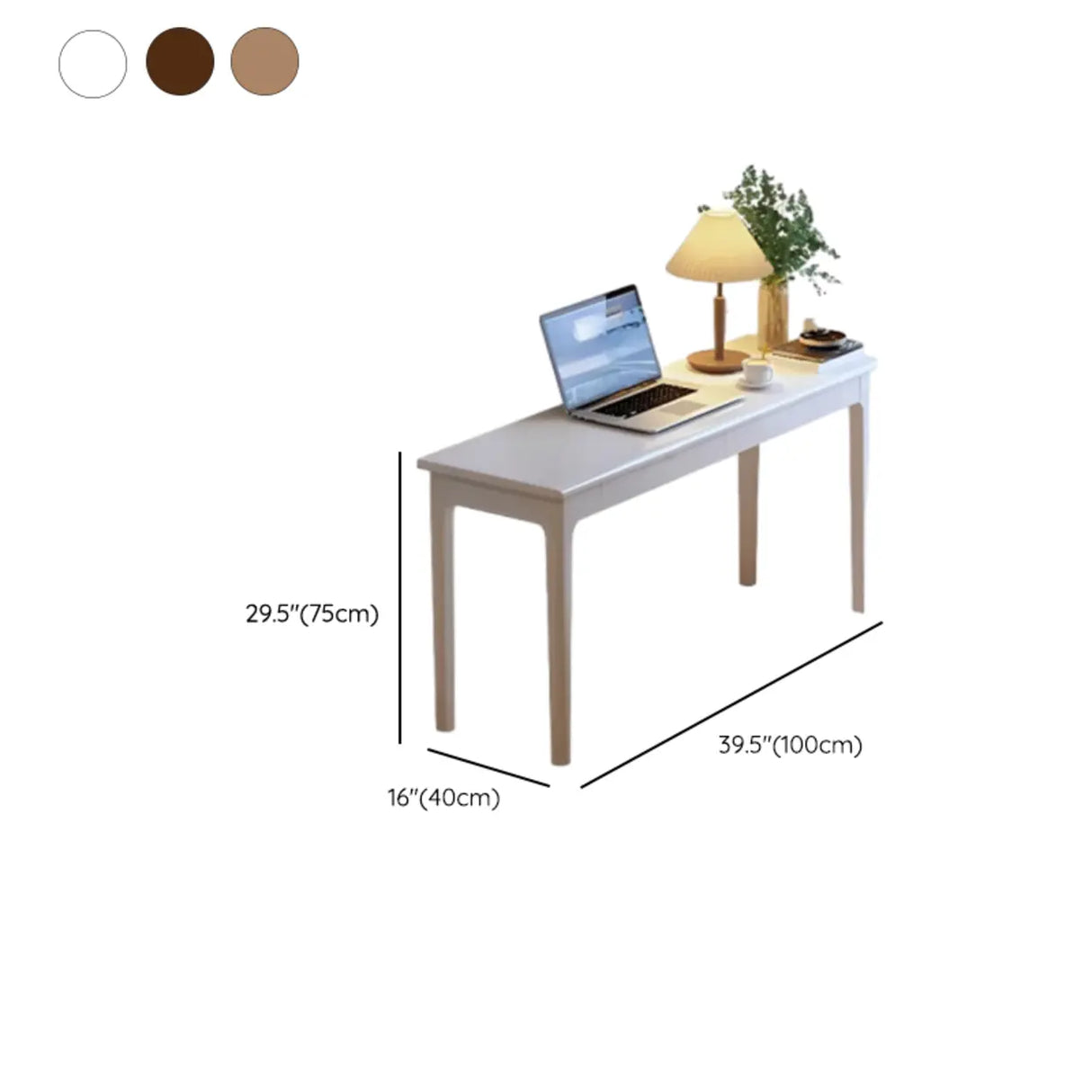 Simple White Wood Rectangular Drawers Computer Desk 