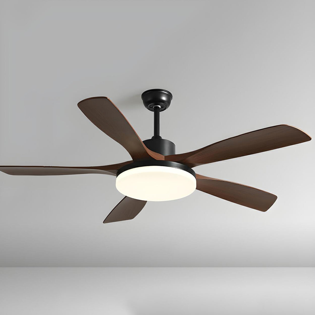 Simple Wood 3 Blade Windmill Ceiling Fan with LED Light Image - 2