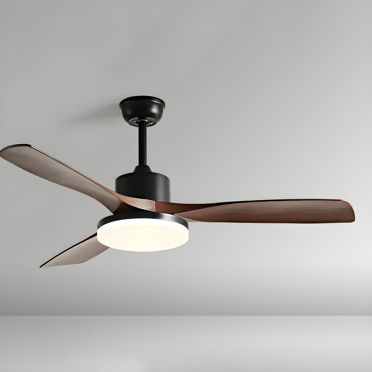 Simple Wood 3 Blade Windmill Ceiling Fan with LED Light Image - 5