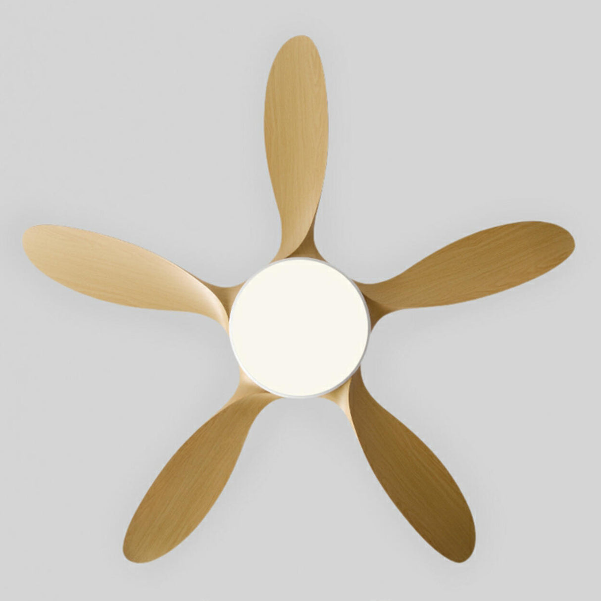 Simple Wood Grain 5 Blade Ceiling Fan with LED Light Image - 10