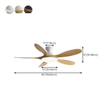 Simple Wood Grain 5 Blade Ceiling Fan with LED Light #size