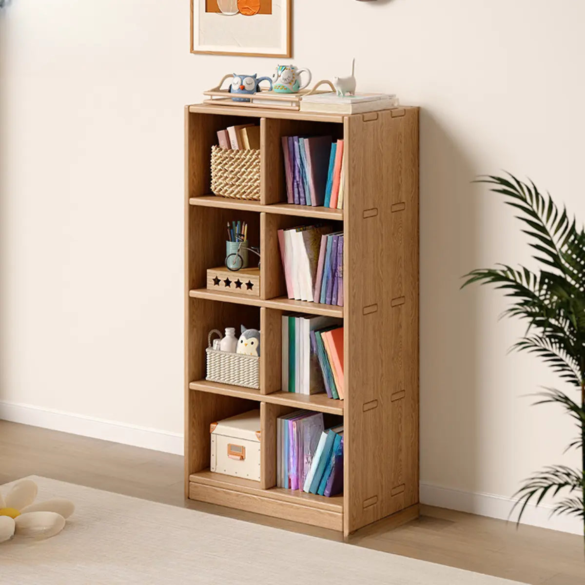 Simple Wood Modular Cubic Vertical Storage Bookcase Image - 11