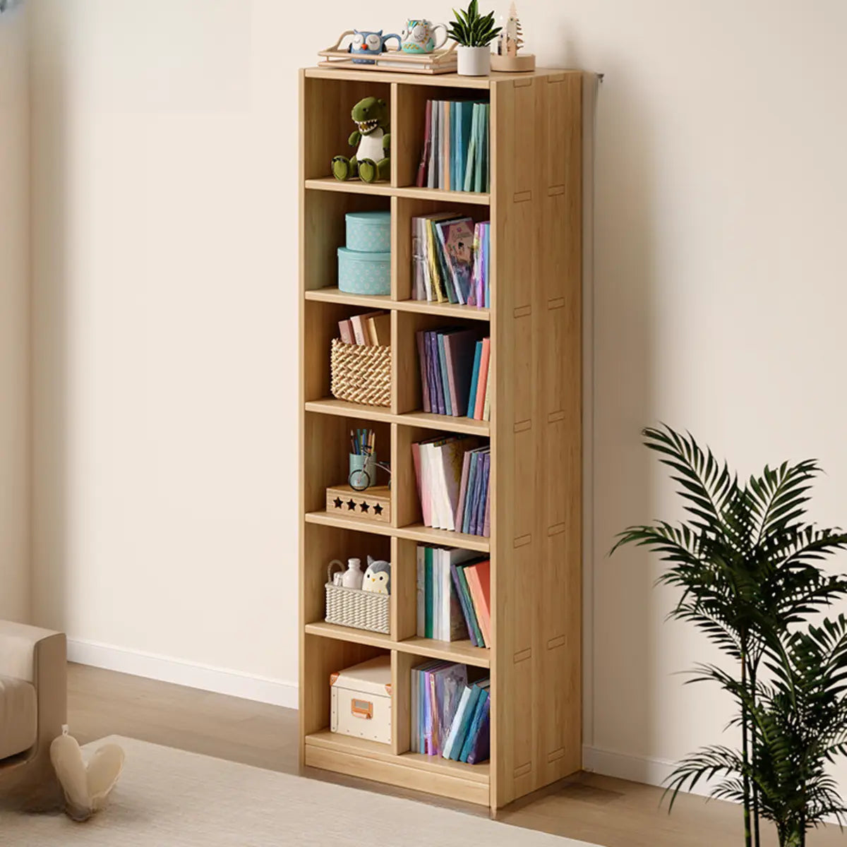 Simple Wood Modular Cubic Vertical Storage Bookcase Image - 15