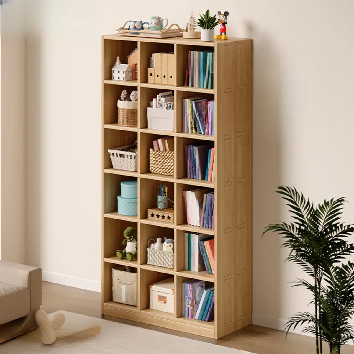 Simple Wood Modular Cubic Vertical Storage Bookcase Image - 17