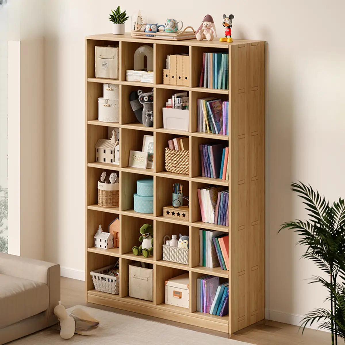 Simple Wood Modular Cubic Vertical Storage Bookcase Image - 18