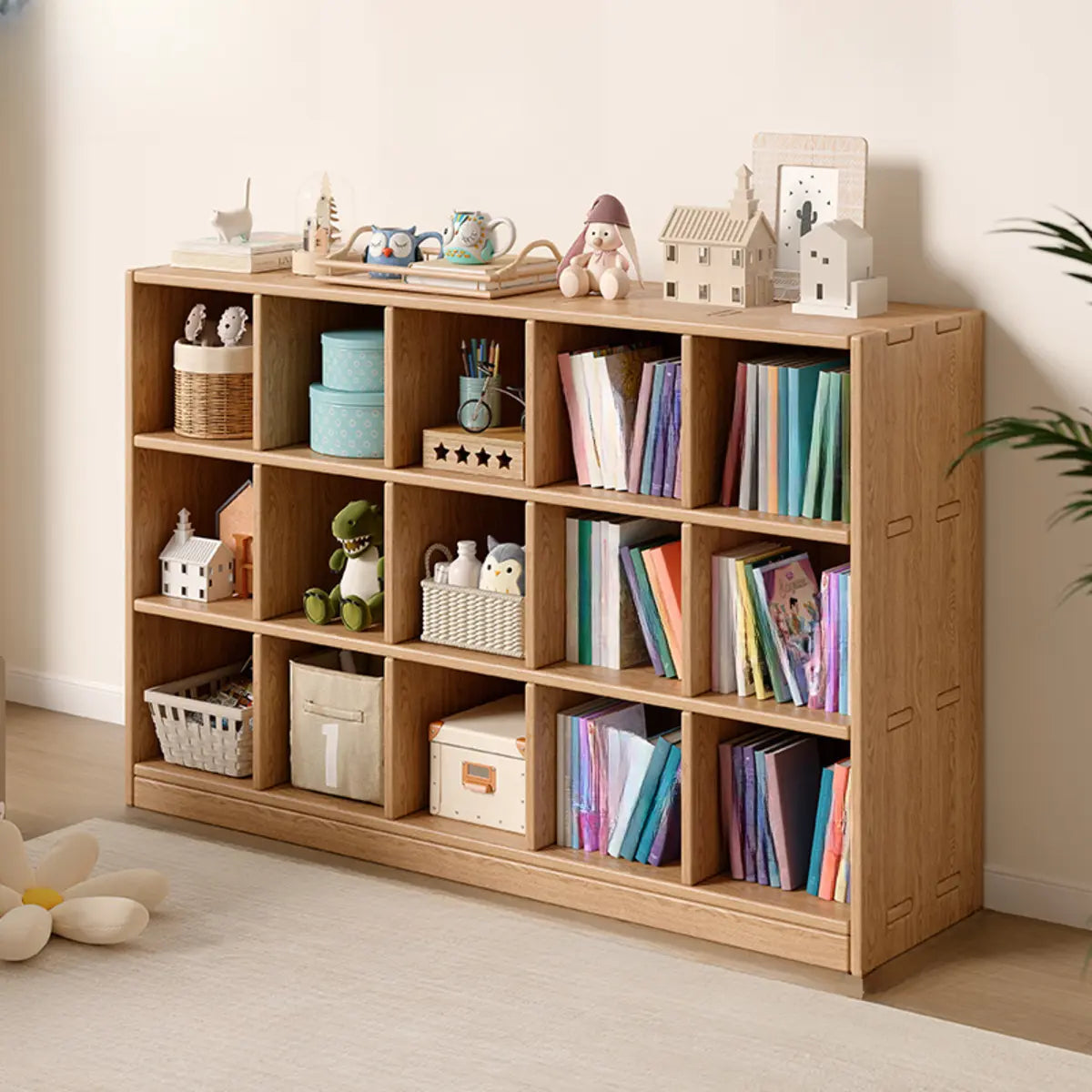 Simple Wood Modular Cubic Vertical Storage Bookcase Image - 7