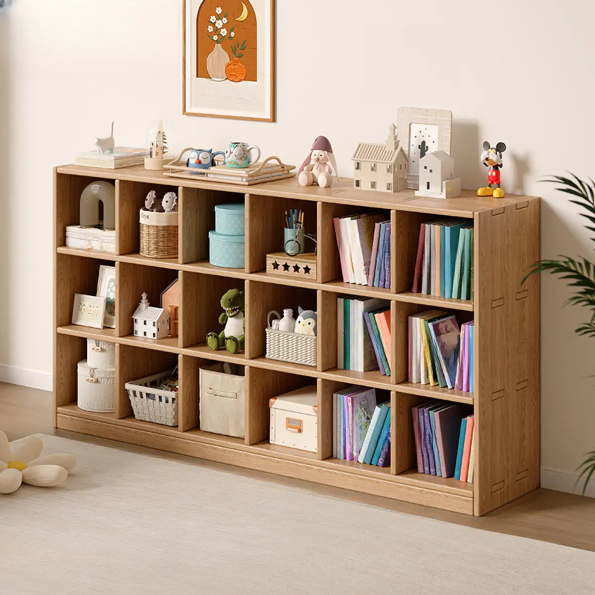 Simple Wood Modular Cubic Vertical Storage Bookcase Image - 9