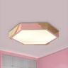 Simple Wood Pink Hexagon LED Flush Mount Ceiling Light Image - 1