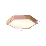 Simple Wood Pink Hexagon LED Flush Mount Ceiling Light Image - 4