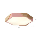 Simple Wood Pink Hexagon LED Flush Mount Ceiling Light Image - 5