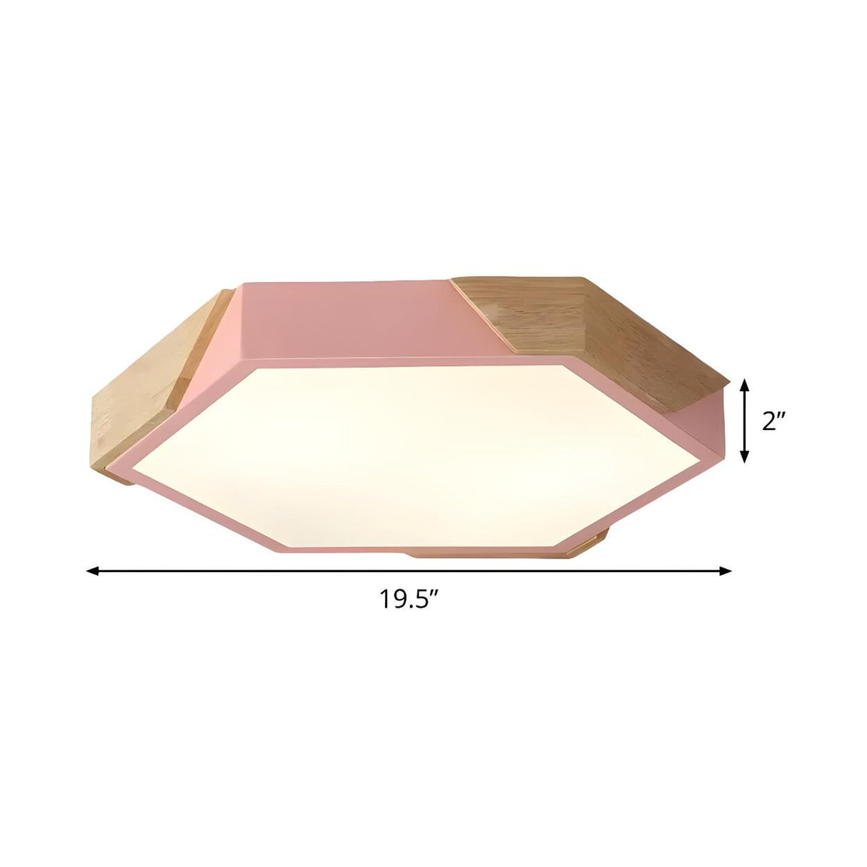 Simple Wood Pink Hexagon LED Flush Mount Ceiling Light Image - 6