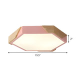 Simple Wood Pink Hexagon LED Flush Mount Ceiling Light Image - 6