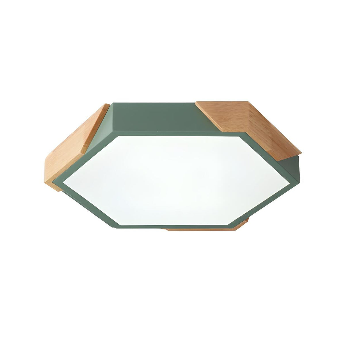 Simple Wood Pink Hexagon LED Flush Mount Ceiling Light Image - 9