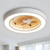 Simple Wood Star Moon Small Round LED Flush Mount Light Image - 2