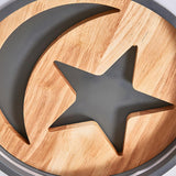 Simple Wood Star Moon Small Round LED Flush Mount Light Image - 8