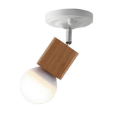 Simple Wood Top Bare Bulb Semi-Flush Mount Lamp 1-Light Image - 18