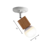 Simple Wood Top Bare Bulb Semi-Flush Mount Lamp 1-Light Image - 19