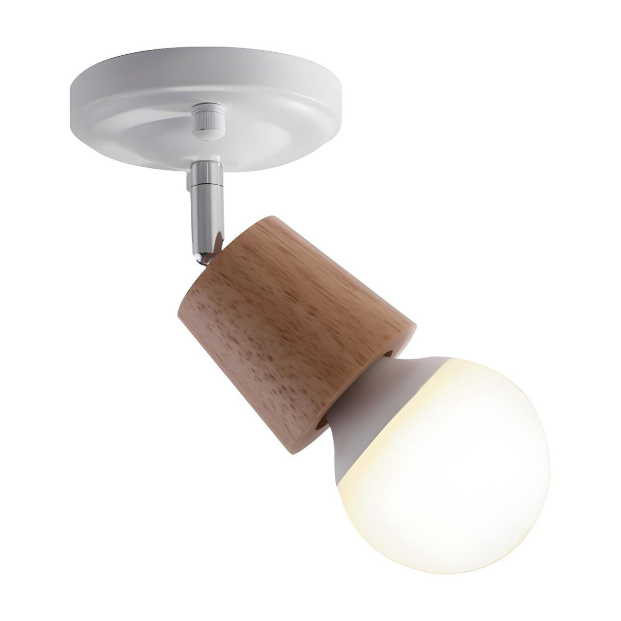 Simple Wood Top Bare Bulb Semi-Flush Mount Lamp 1-Light Image - 3