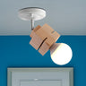 Simple Wood Top Bare Bulb Semi-Flush Mount Lamp 1-Light Image - 5