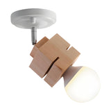 Simple Wood Top Bare Bulb Semi-Flush Mount Lamp 1-Light Image - 8