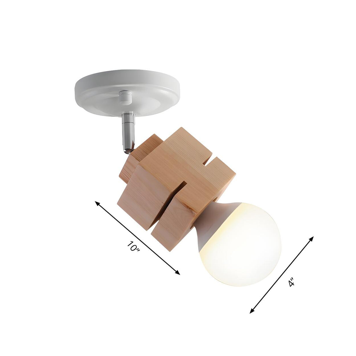 Simple Wood Top Bare Bulb Semi-Flush Mount Lamp 1-Light Image - 9