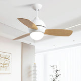 Simple Wooden 3 Blade Modern Dimming Ceiling Fan Light Image - 1