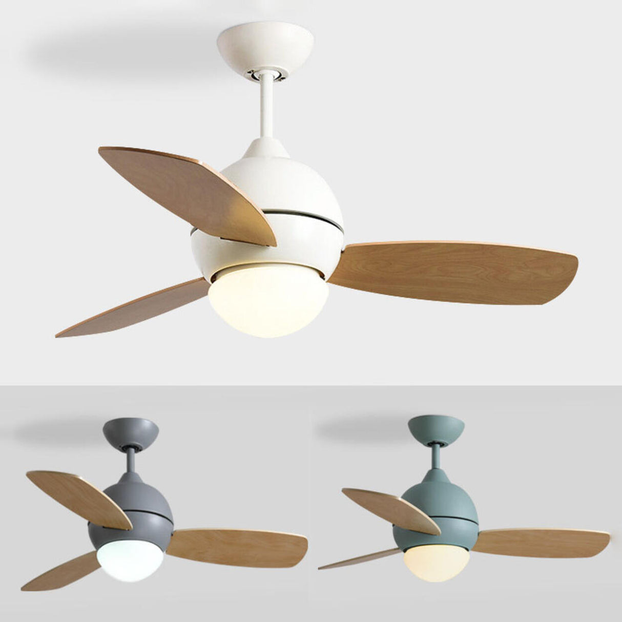 Simple Wooden 3 Blade Modern Dimming Ceiling Fan Light Image - 11