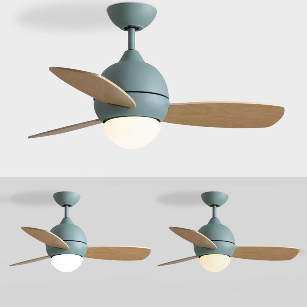 Simple Wooden 3 Blade Modern Dimming Ceiling Fan Light Image - 12