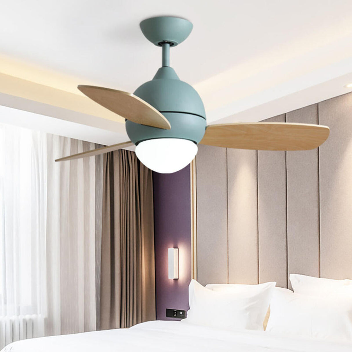 Simple Wooden 3 Blade Modern Dimming Ceiling Fan Light Image - 17