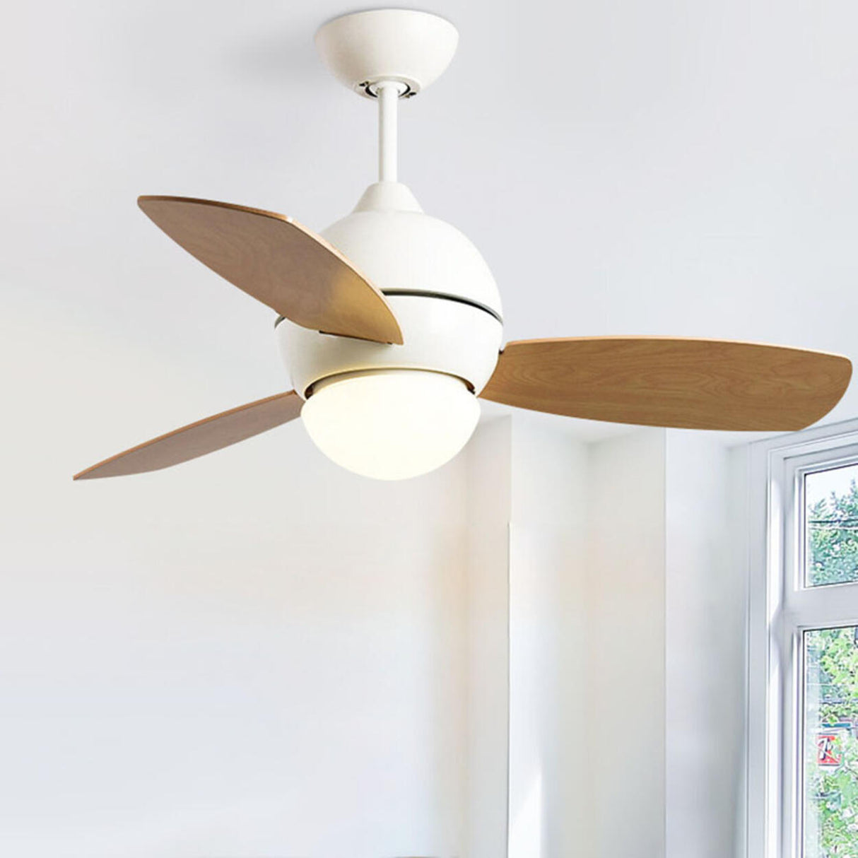 Simple Wooden 3 Blade Modern Dimming Ceiling Fan Light Image - 18