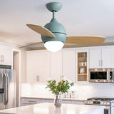 Simple Wooden 3 Blade Modern Dimming Ceiling Fan Light Image - 2