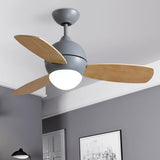 Simple Wooden 3 Blade Modern Dimming Ceiling Fan Light Image - 4