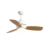 Simple Wooden 3 Blade Modern Dimming Ceiling Fan Light Image - 5