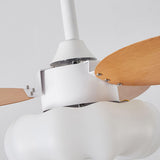 Simple Wooden Cloud Dimming Ceiling Fan with LED Light Image - 10